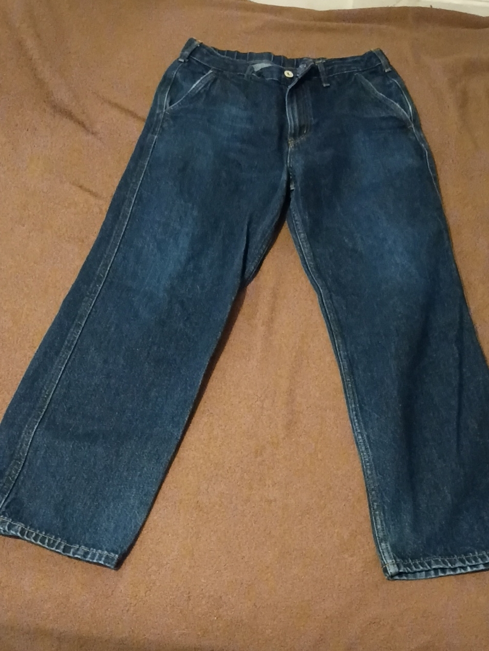 Relaxed Fit Women's Dark Blue Denim Pants